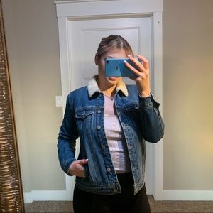 Sherpa lined denim jean jacket